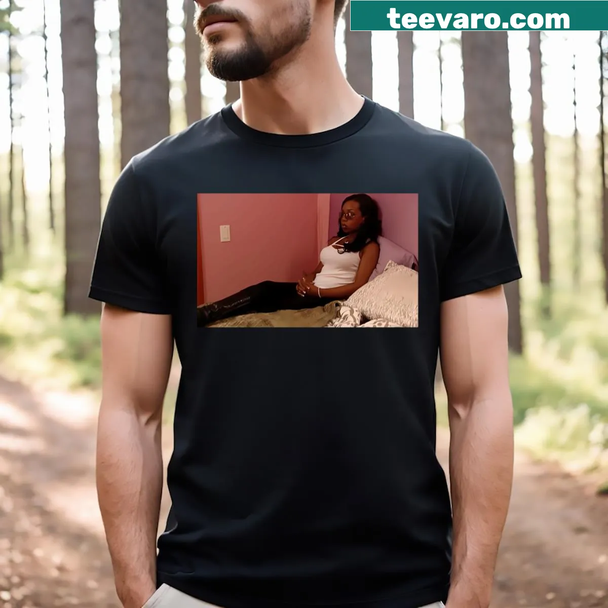 Playful T-shirt featuring Tiffany Pollard meme graphic. — on a men's t-shirt
