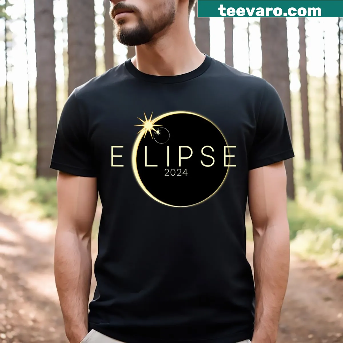T-shirt featuring a design celebrating the total solar eclipse on April 8, 2024, for men and kids — on a men's t-shirt