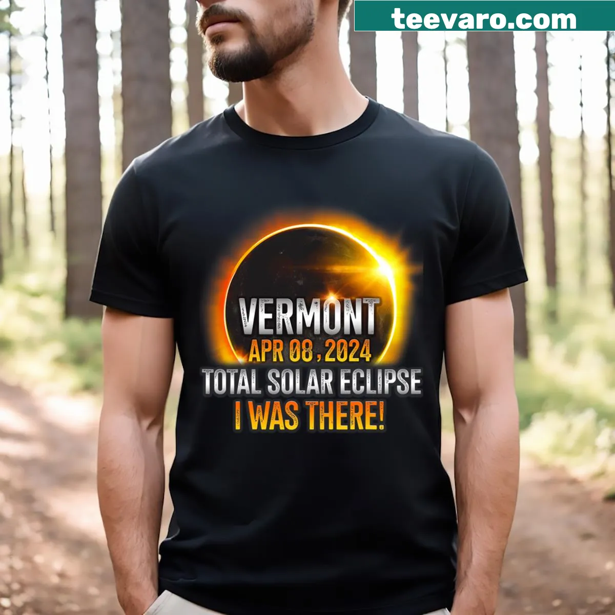 Commemorative T-shirt for the 2024 solar eclipse — on a men's t-shirt