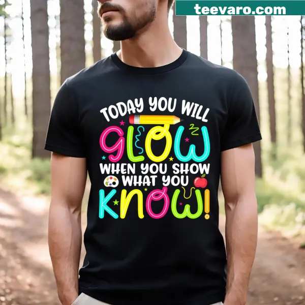 Humorous testing day exam t-shirt with motivational text
