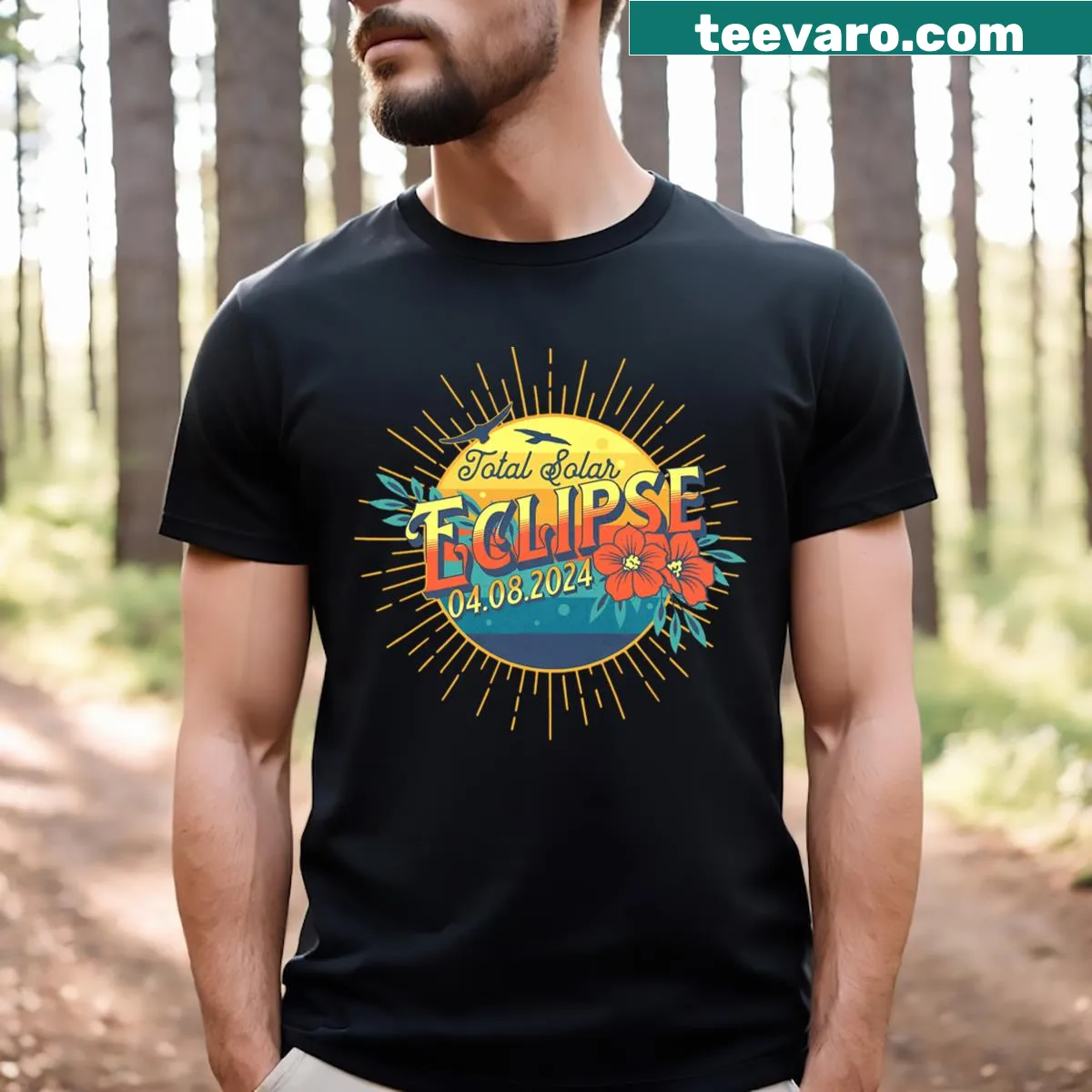 Visual of a total solar eclipse on a women's astronomy t-shirt — on a men's t-shirt