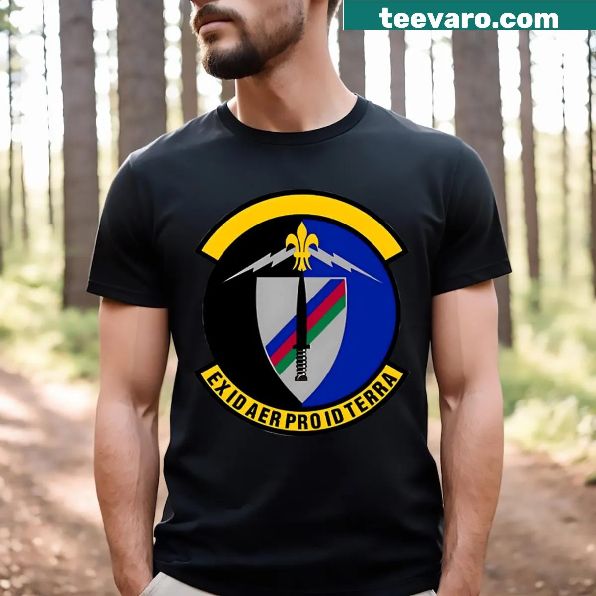 T-shirt displaying the emblem of the 17th Special Tactics Squadron — on a men's t-shirt