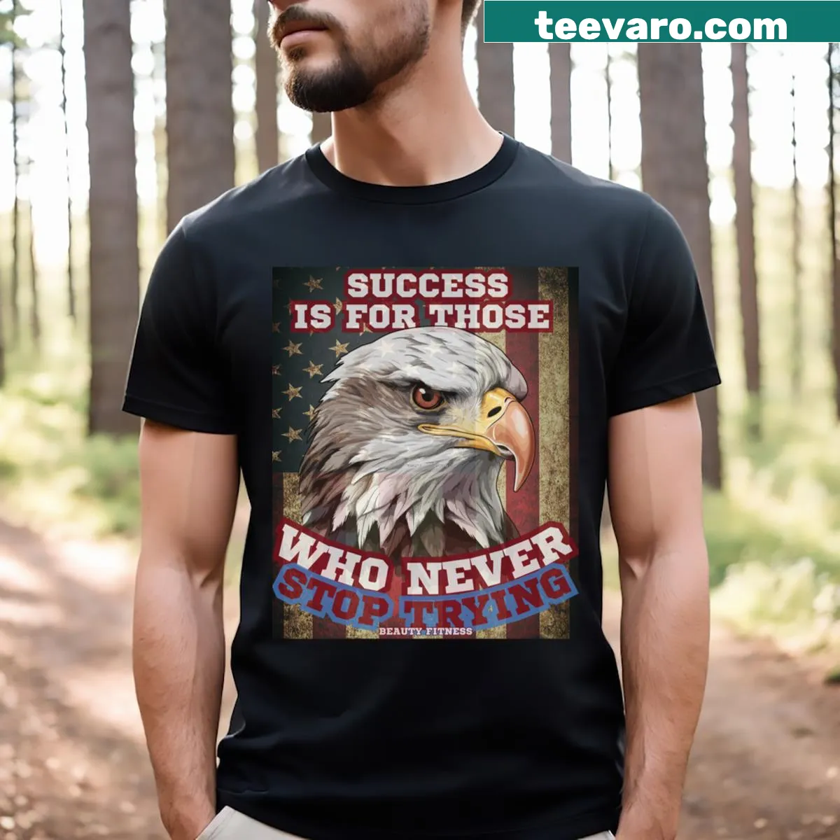 American Eagle fitness t-shirt with eagle graphic and motivational theme — on a men's t-shirt