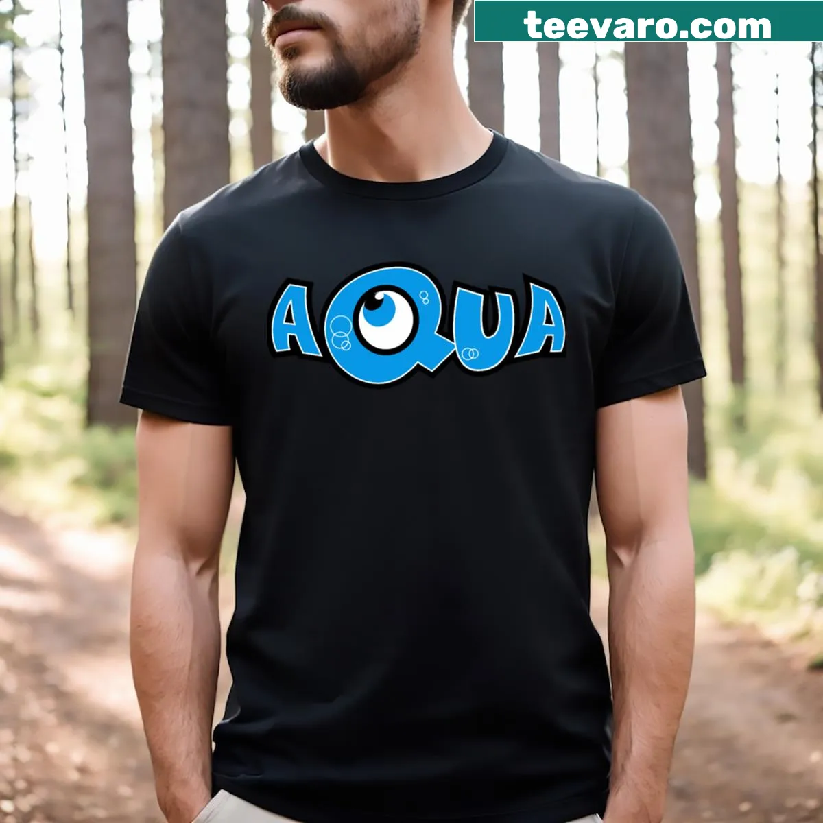 Aqua band logo t-shirt for music lovers and fans — on a men's t-shirt