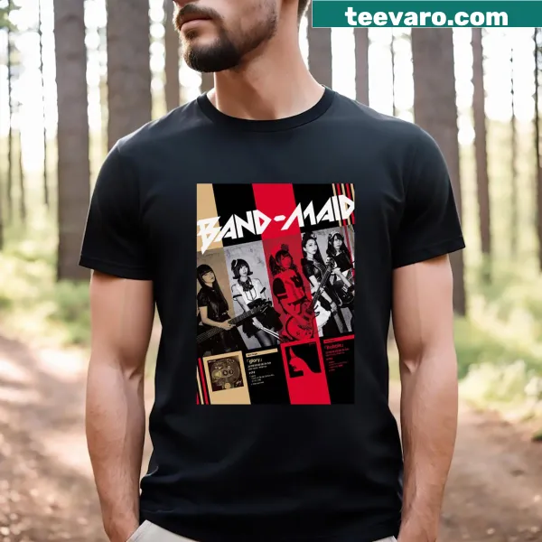 T-shirt featuring artistic design inspired by Band Maid