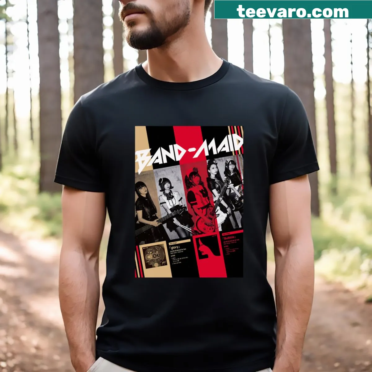 T-shirt featuring artistic design inspired by Band Maid — on a men's t-shirt