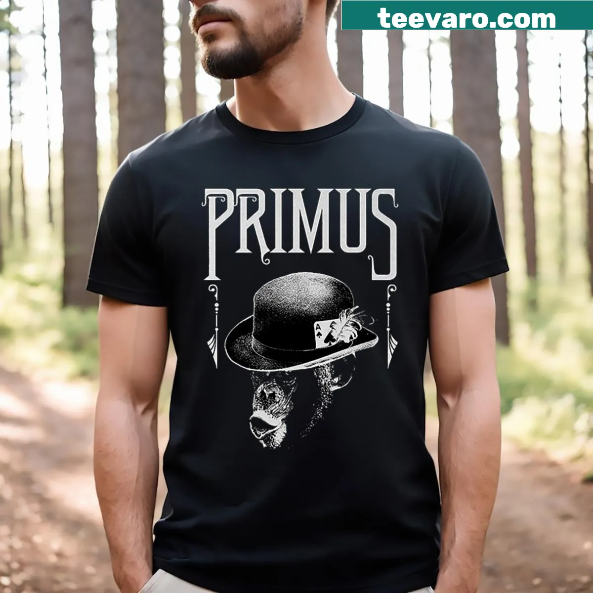 Primus essential t-shirt with bold typography design — on a men's t-shirt