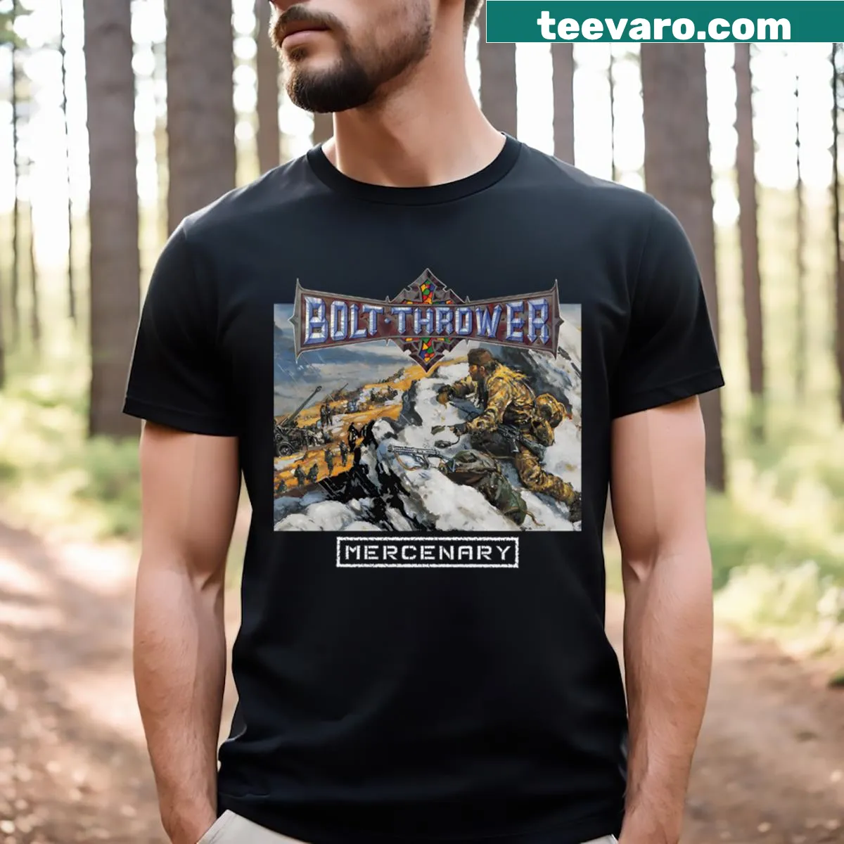 Bolt Thrower band T-shirt with striking graphic — on a men's t-shirt