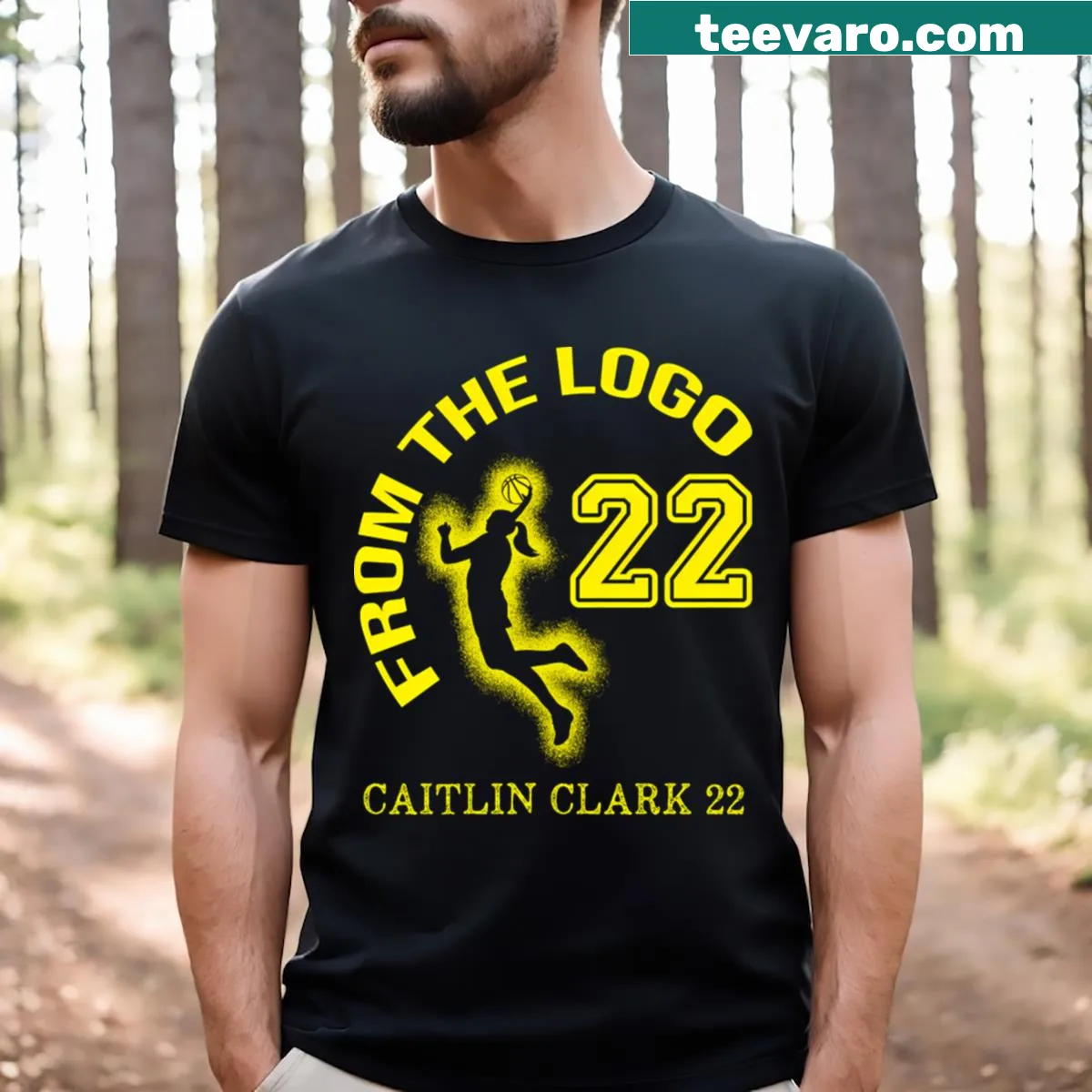 T-shirt honoring Caitlin Clark featuring her name and number 22 — on a men's t-shirt