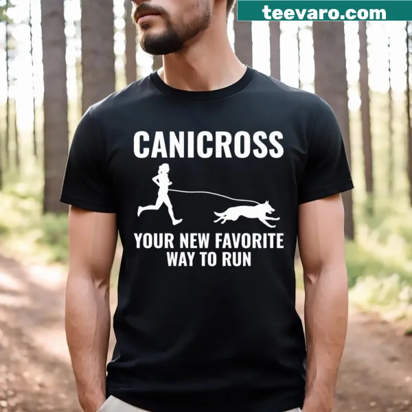 T-shirt featuring a graphic about canicross and dog running