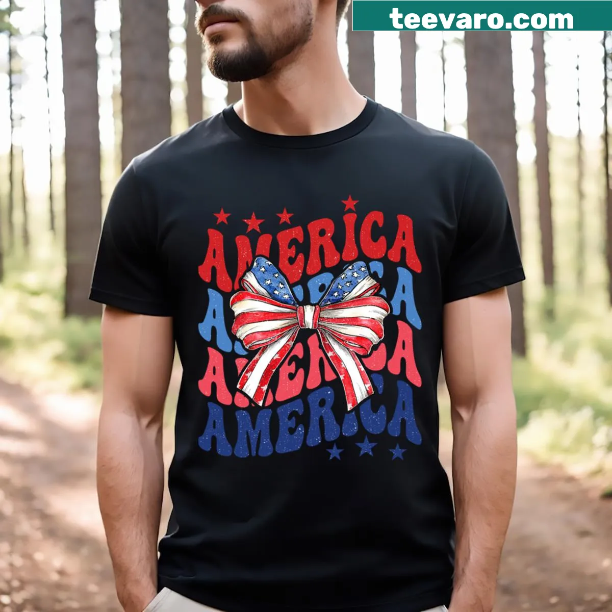 Illustration of American flag and Christian cross for 4th of July — on a men's t-shirt
