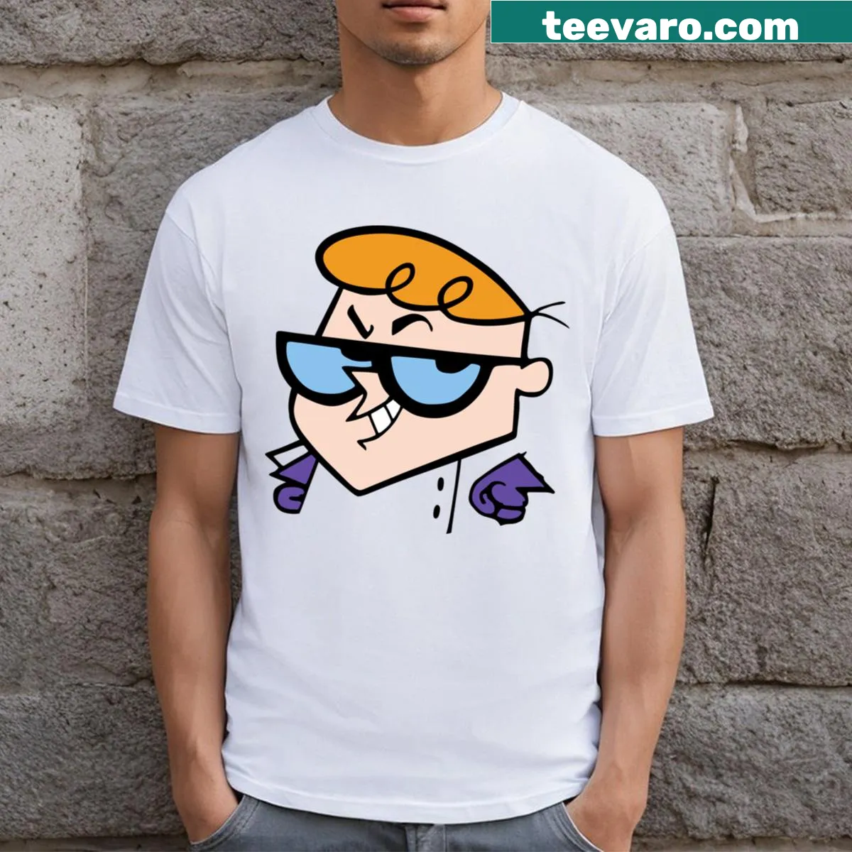 Nostalgic Dexter t-shirt featuring classic character design — on a men's t-shirt