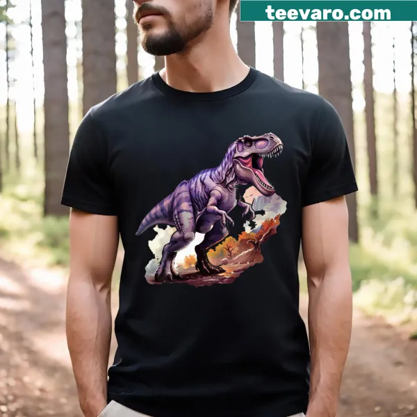 Cute dinosaur sticker graphic on a kids T-shirt