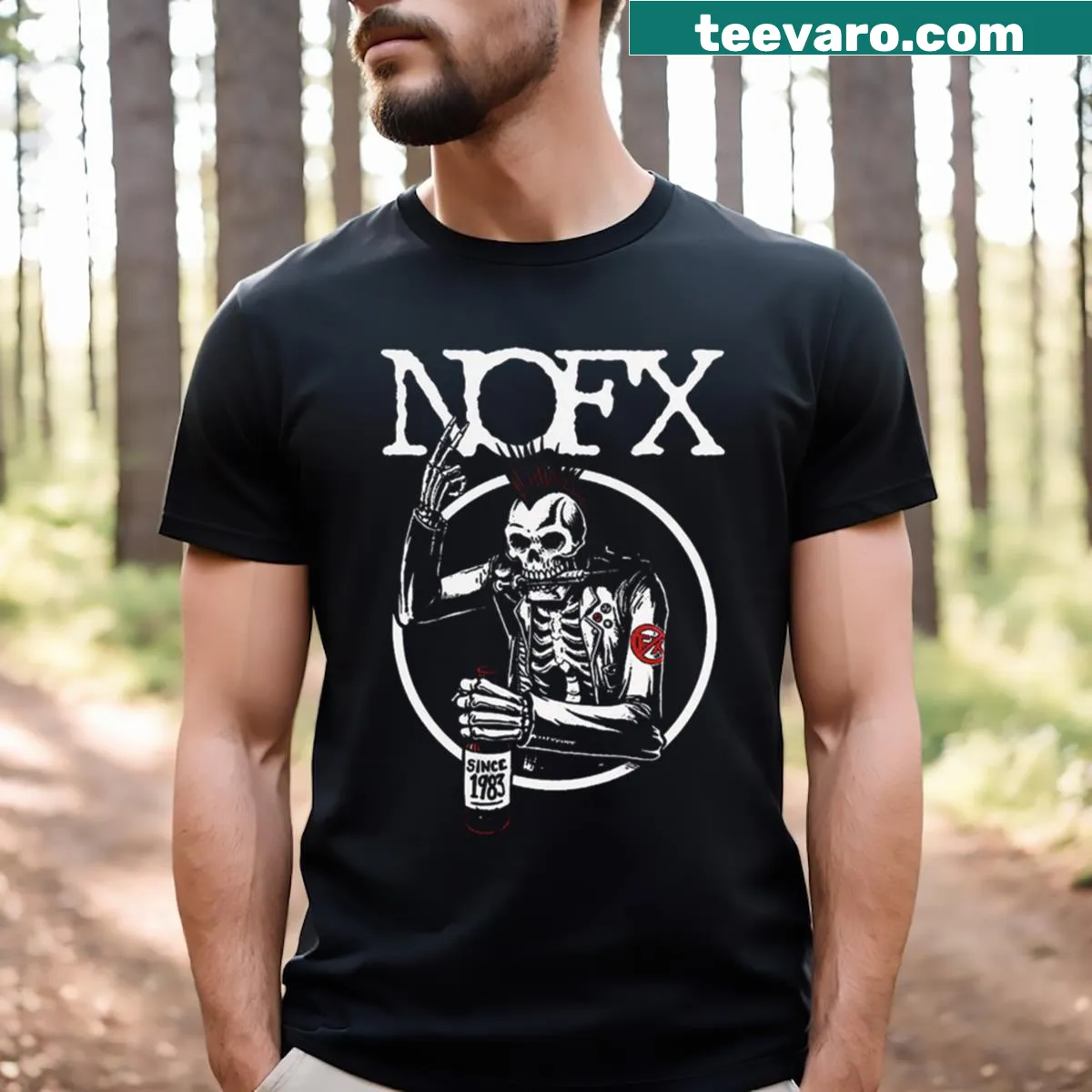 Edgy Drunk Nofx T-shirt with bold typography — on a men's t-shirt