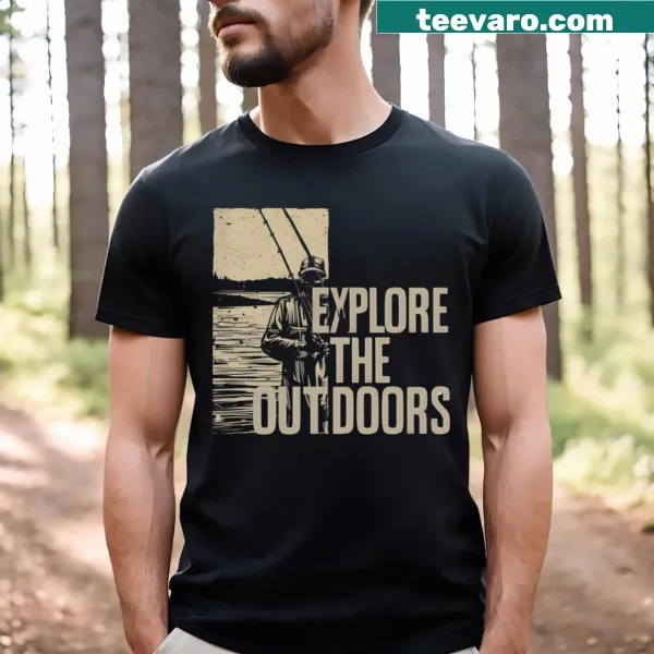 Illustration encouraging outdoor exploration on a T-shirt