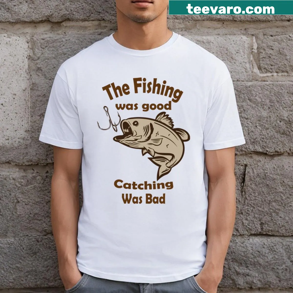 Typography Fishing Is Hobby T-shirt with a simple message design — on a men's t-shirt