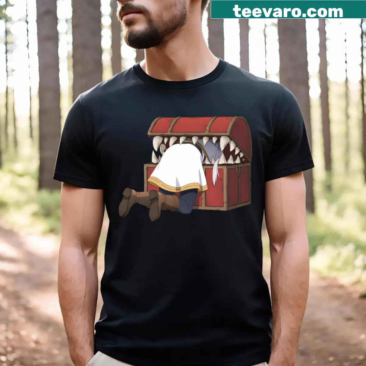 Illustrative Frieren Mimic T-shirt featuring a whimsical design. — on a men's t-shirt