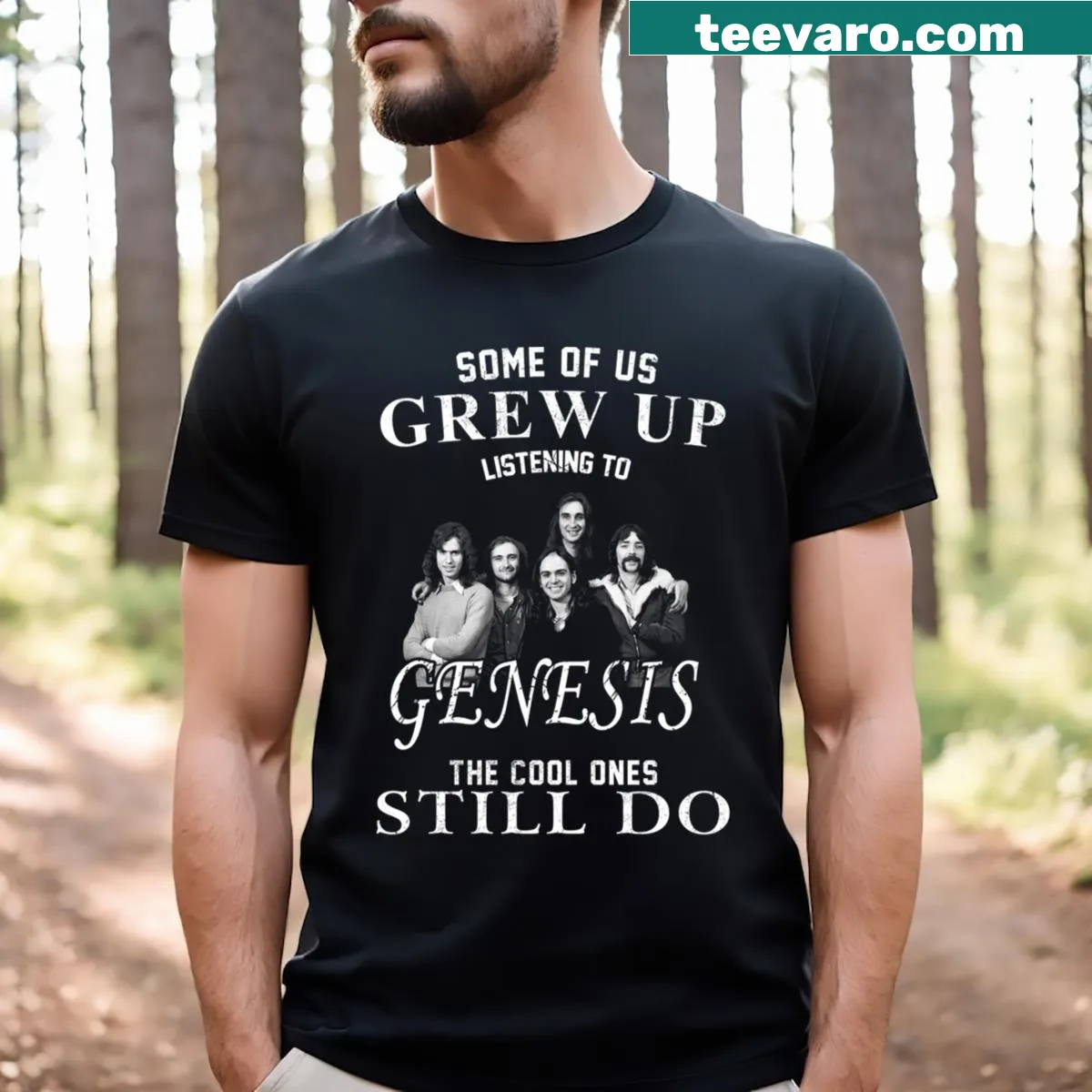 Illustrated t-shirt dedicated to the Genesis band — on a men's t-shirt