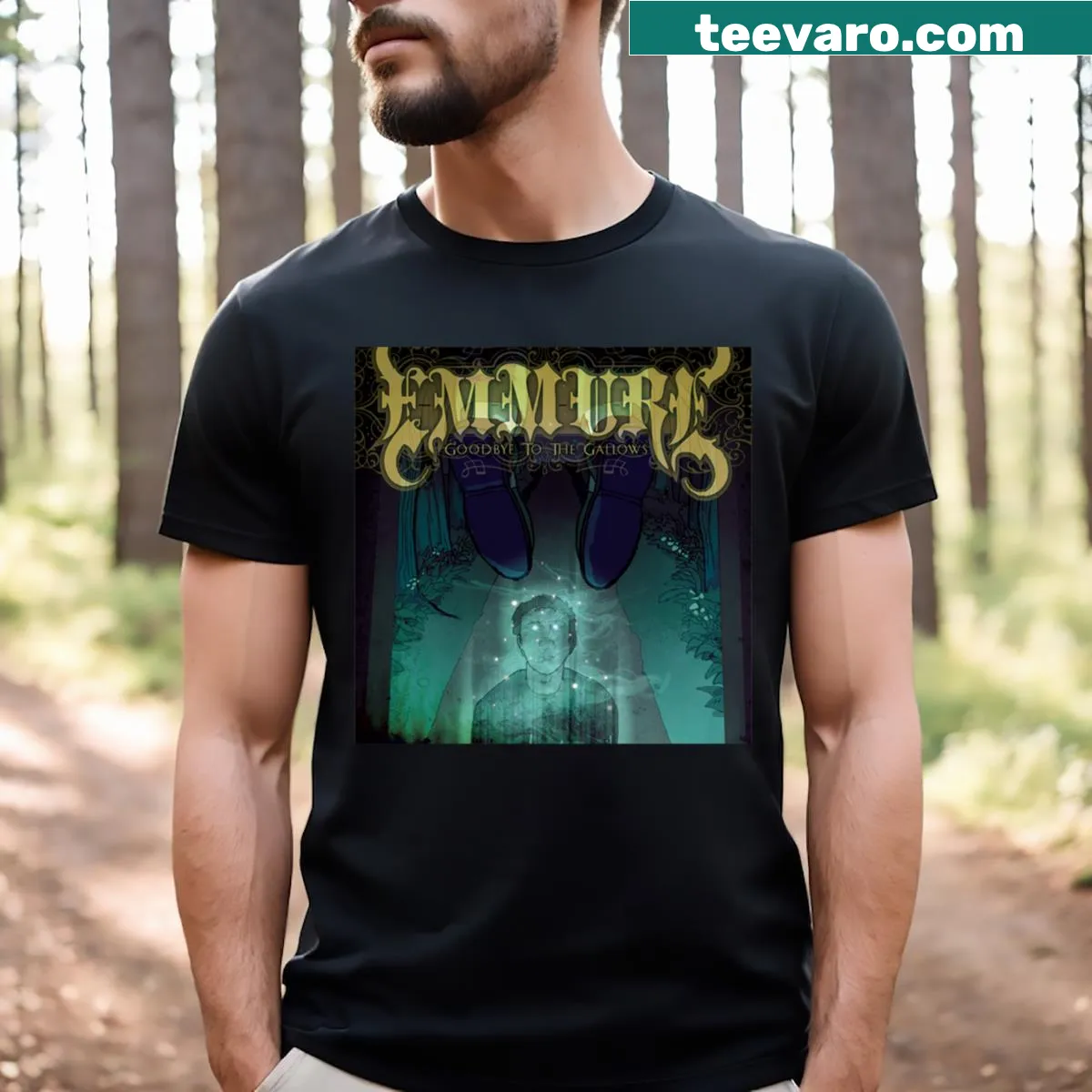 T-shirt with edgy text 'Goodbye To The Gallows' — on a men's t-shirt