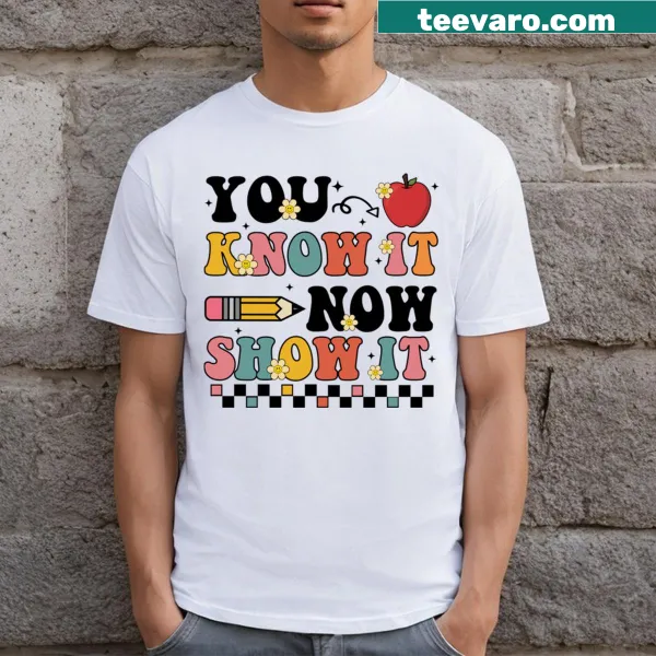 Motivational typography for teachers on a t-shirt celebrating state testing