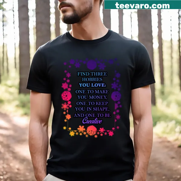 Playful hobbies-themed graphic T-shirt celebrating active lifestyles