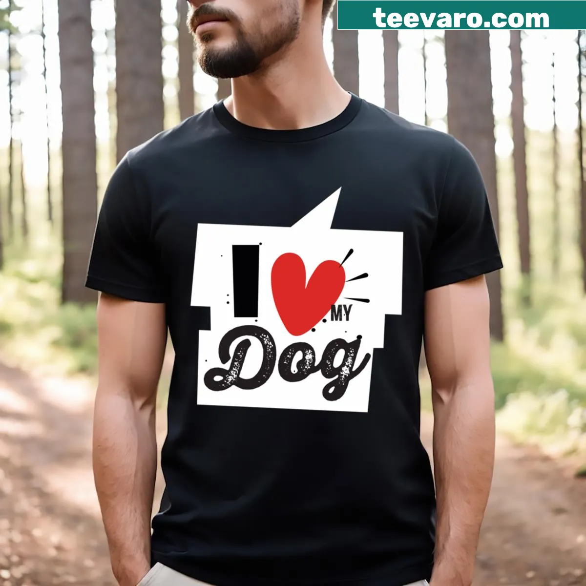 T-shirt with a loving message and playful paw prints for dog lovers — on a men's t-shirt