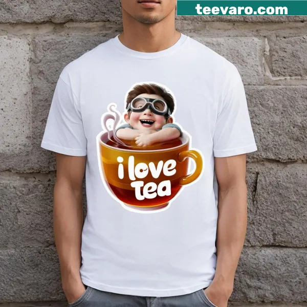 T-shirt with text stating 'I Love Tea'
