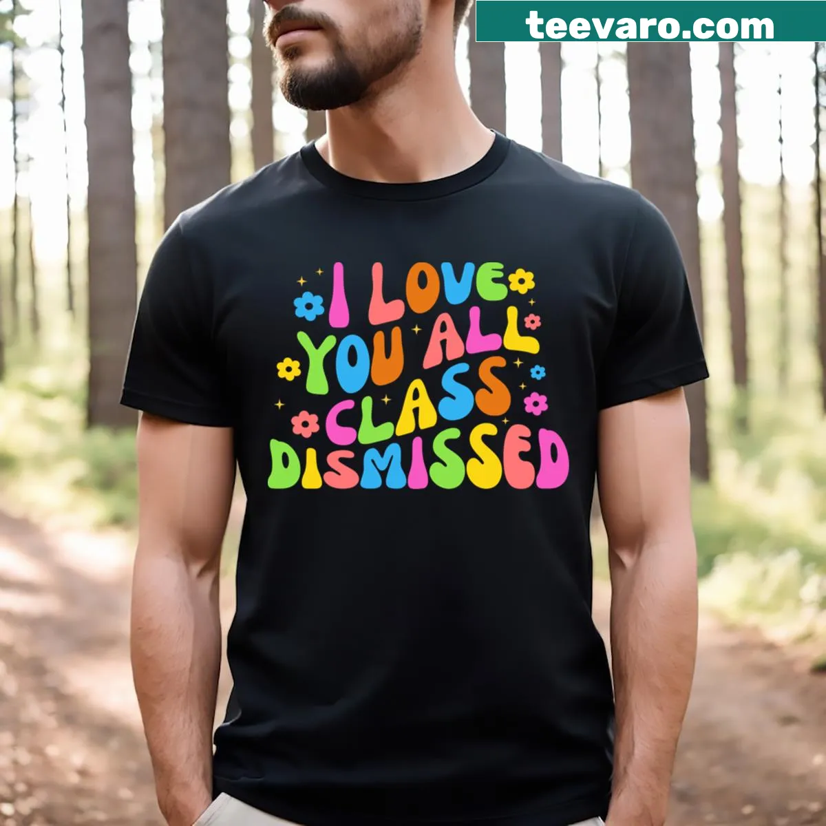 T-shirt for teachers celebrating the end of the school year with fun text — on a men's t-shirt