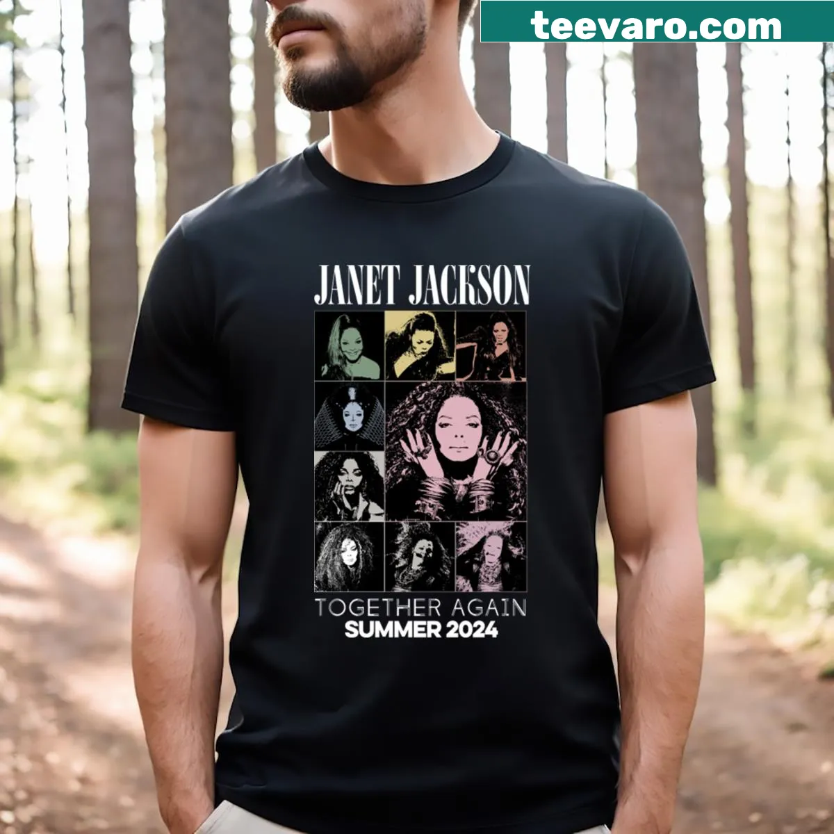 Artistic Janet Jackson T-shirt celebrating her music and legacy — on a men's t-shirt