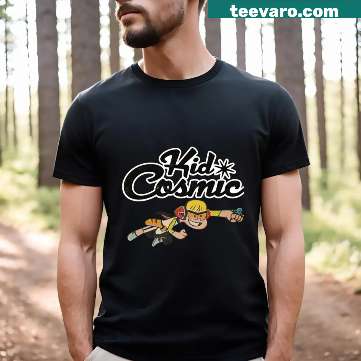 Kid Cosmic graphic on T-shirt for fans of the series — on a men's t-shirt