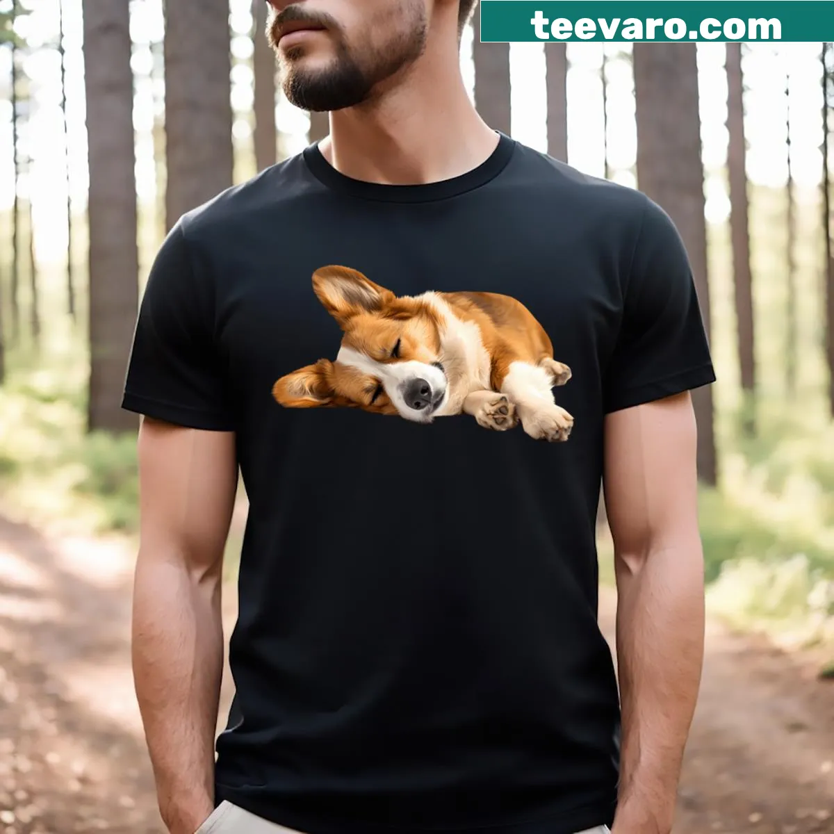 Illustration of a lazy Pembroke Welsh Corgi on a t-shirt — on a men's t-shirt