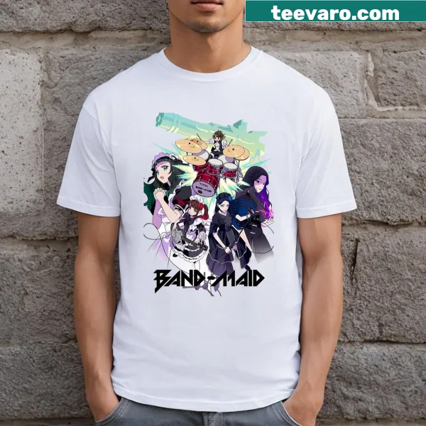 Cartoon-style T-shirt featuring Maid Animation graphic