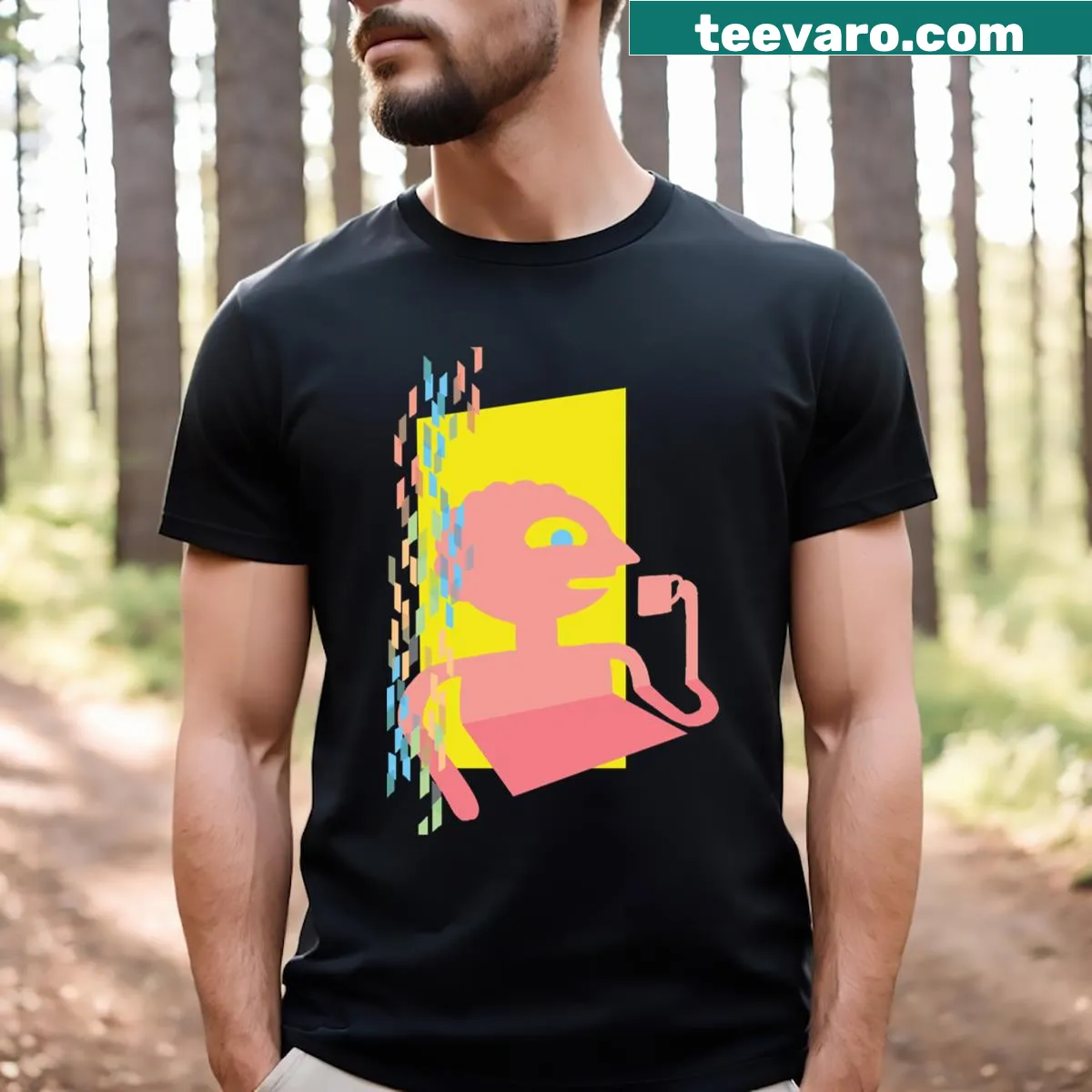 Illustrated Prismo the Wish Master character on a t-shirt — on a men's t-shirt