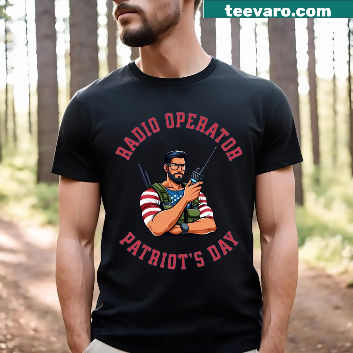 Text-based design celebrating amateur radio operators on a tee — on a men's t-shirt