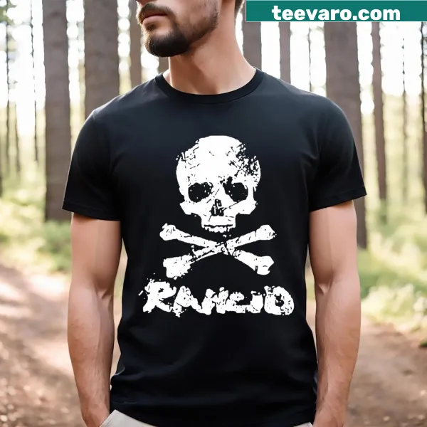 Bold Rancid punk rock band t-shirt with striking typography