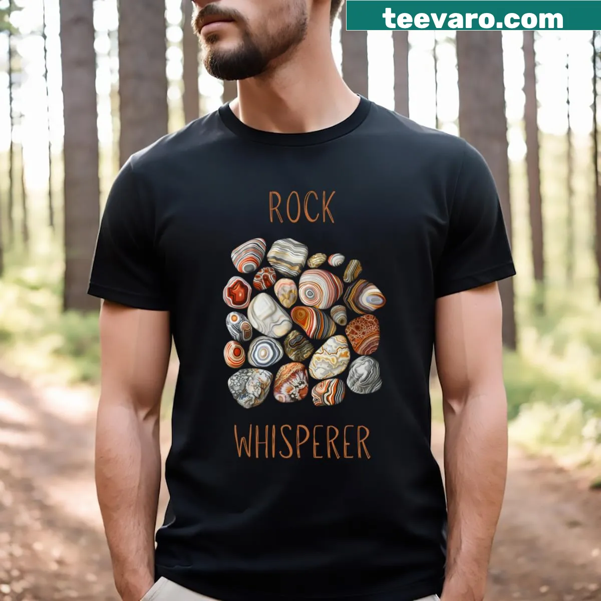 Artistic agate illustration graphic T-shirt — on a men's t-shirt