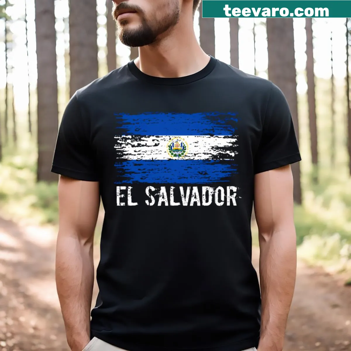 Salvadoran Flag T-shirt expressing national pride — on a men's t-shirt