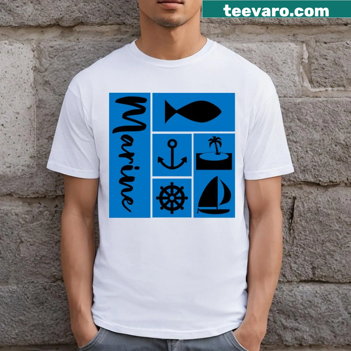 Illustration of sea life on a T-shirt — on a men's t-shirt