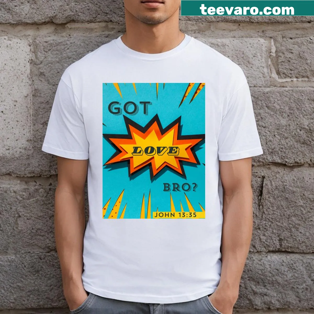Typography t-shirt with the phrase Showing Love To Your Fellowman — on a men's t-shirt
