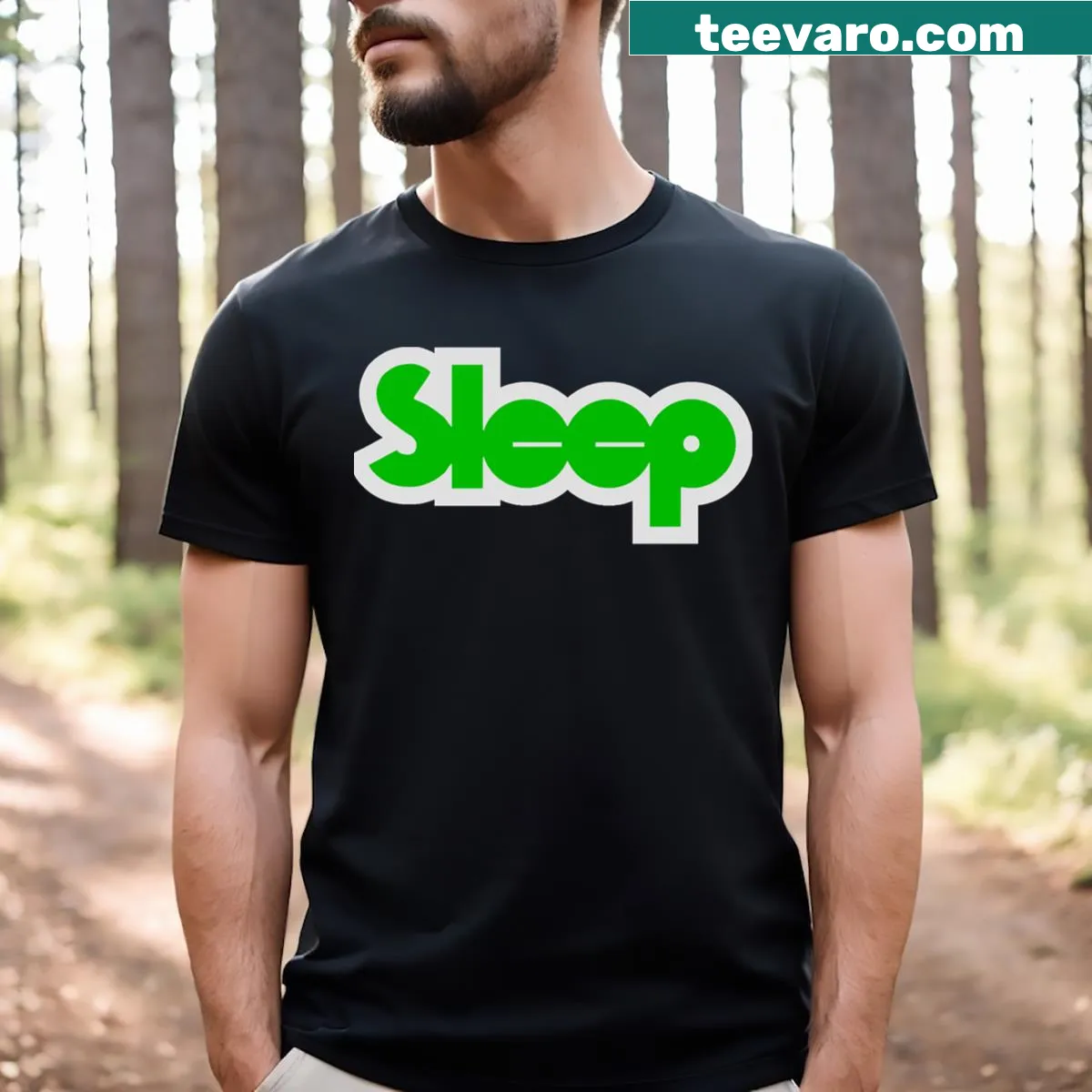 T-shirt featuring Sleep band logo design — on a men's t-shirt