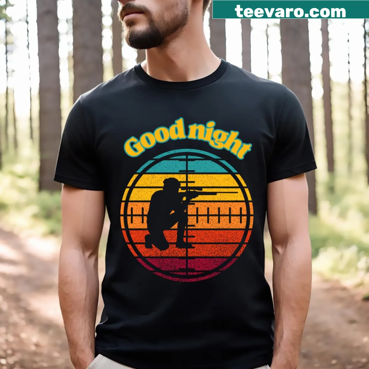 Bold lettering 'Sniper Soldier' on a military-themed t-shirt — on a men's t-shirt