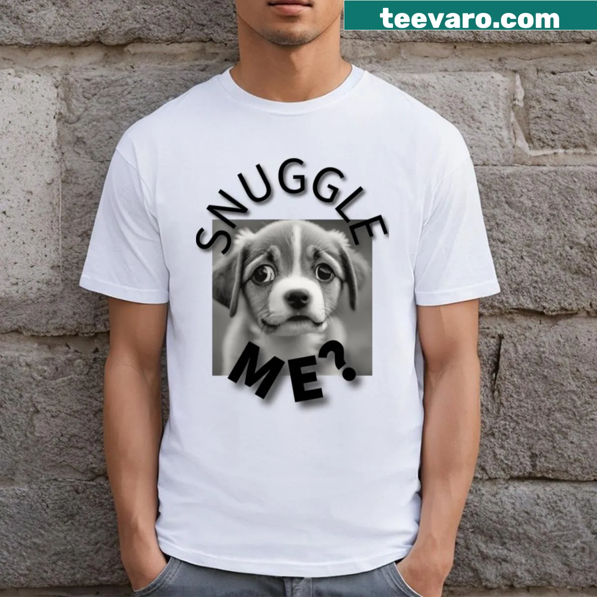 Cute puppy graphic on a T-shirt for dog lovers — on a men's t-shirt