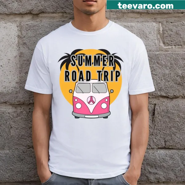 Vintage distressed T-shirt featuring summer road trip graphics.