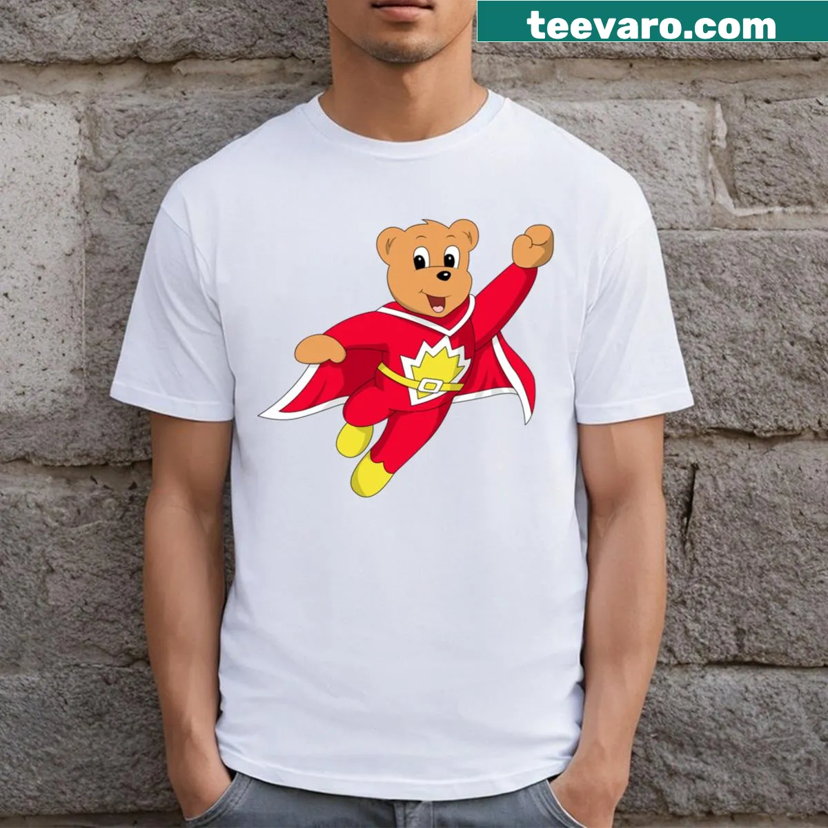 Adorable Super Ted graphic T-shirt for kids with playful design — on a men's t-shirt