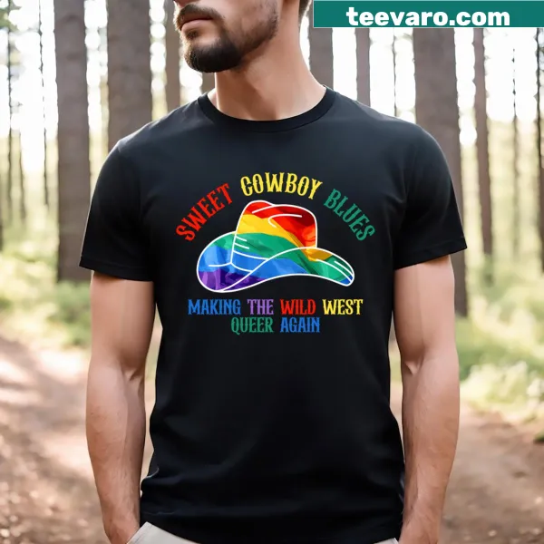 Making The Wild West Queer Again t-shirt with cowboy graphics