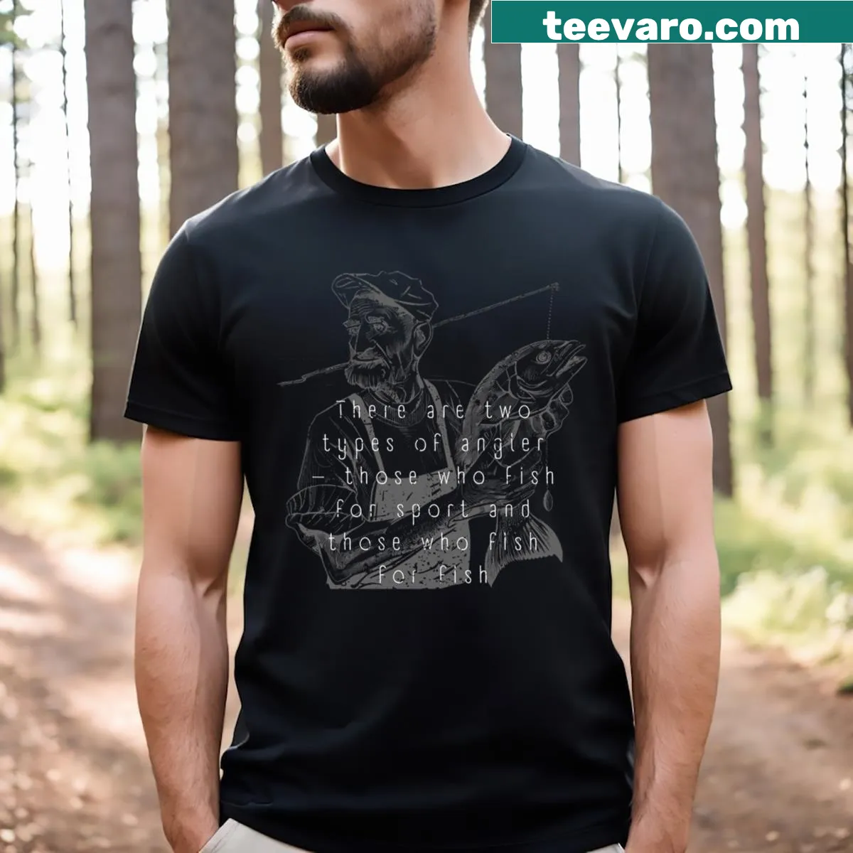 T-shirt with the phrase about two types of anglers — on a men's t-shirt