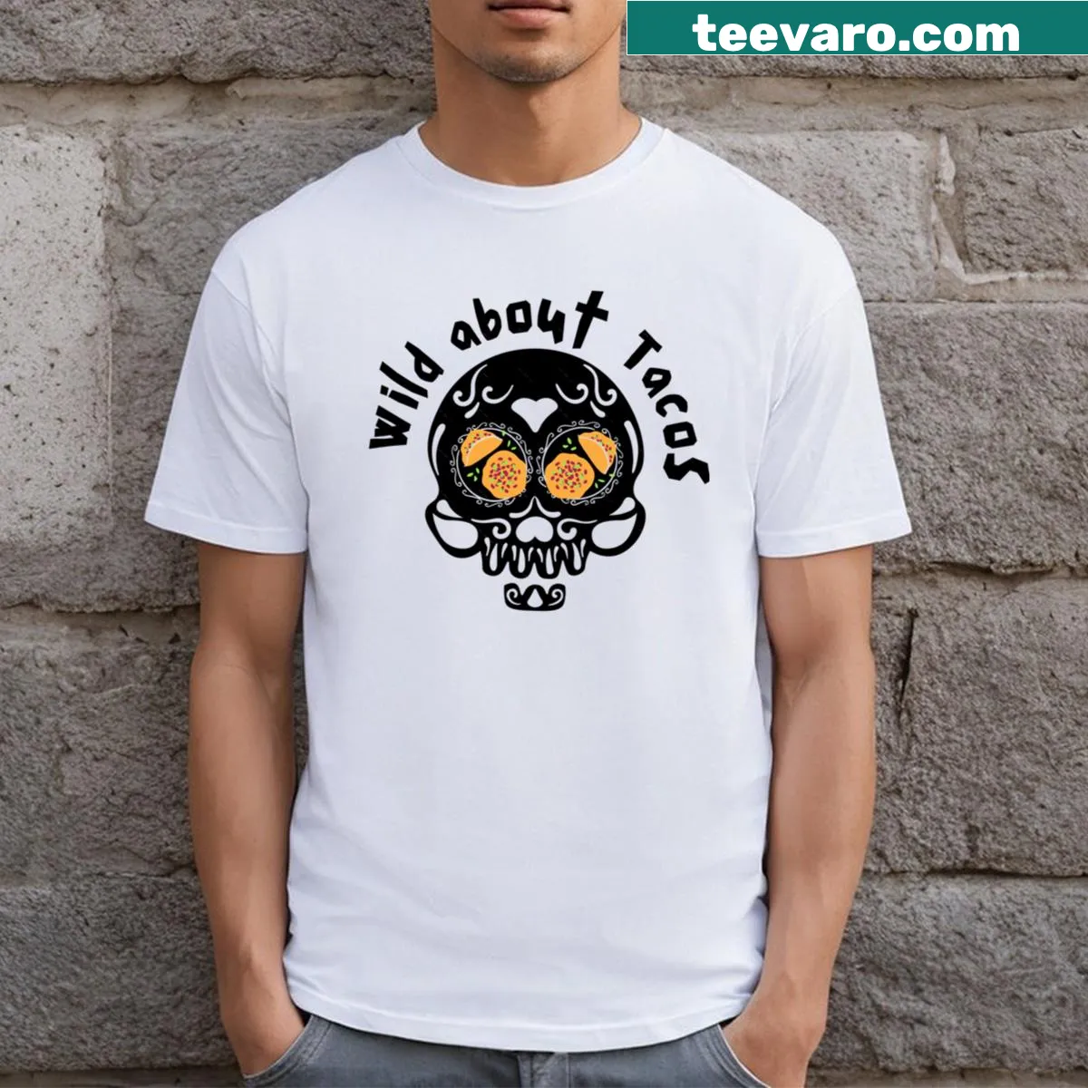 Funny taco-themed T-shirt for Cinco de Mayo — on a men's t-shirt