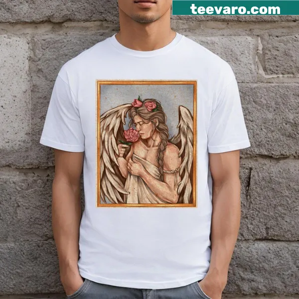 Whimsical illustration of Angel Baby Abby Anderson on a T-shirt