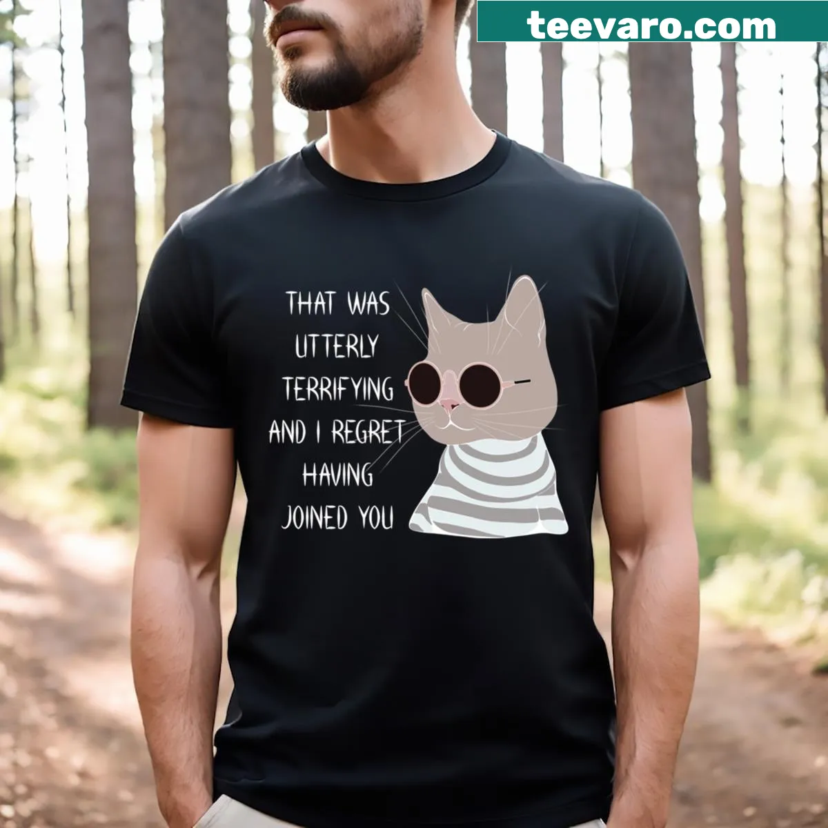 Funny T-shirt for proud cat dads with humorous text — on a men's t-shirt