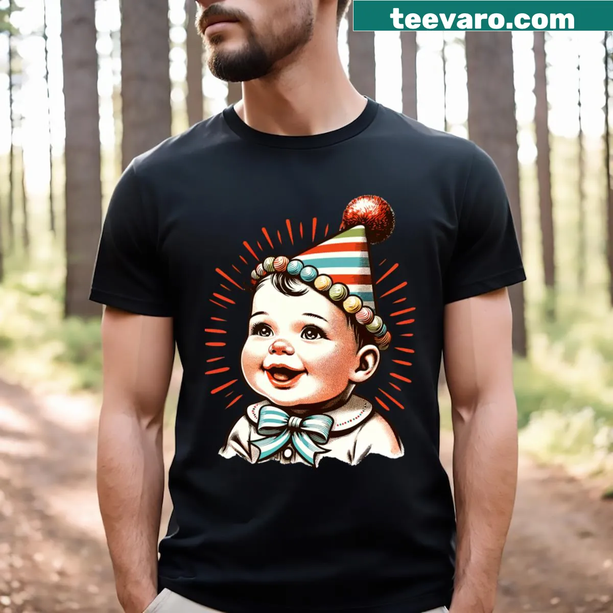 Birthday Baby T-shirt with playful typography for kids. — on a men's t-shirt